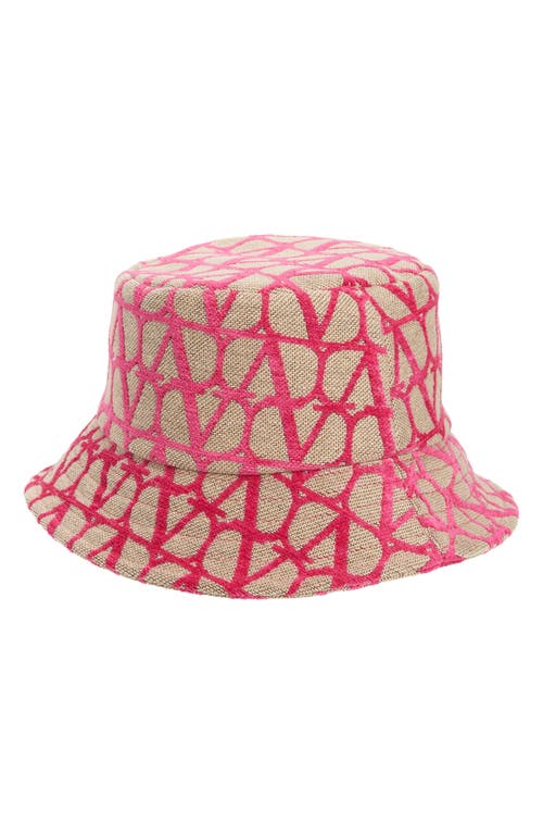 Valentino Garavani Vlogo Jacquard Monogram Toile Bucket Hat In Naturale/pink