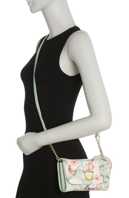 Luv Betsey By Betsey Johnson Heart Quilted Crossbody Bag In Sage Floral