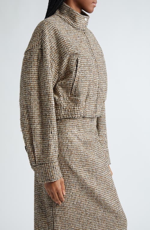 Shop A.l.c . Harrison Houndstooth Crop Jacket In Cream/brown