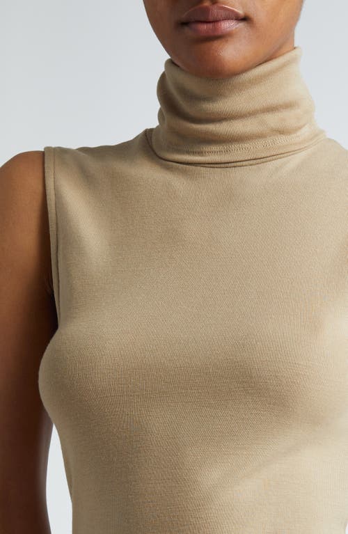 Shop Rohe Róhe Turtleneck Fine Merino Wool Shell In Oat Beige