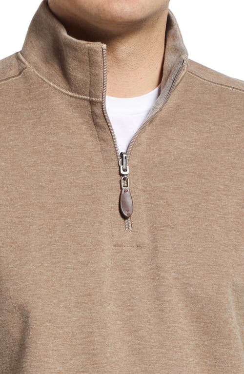 Shop Johnston & Murphy Reversible Quarter Zip Pullover In Oatmeal/light Gray