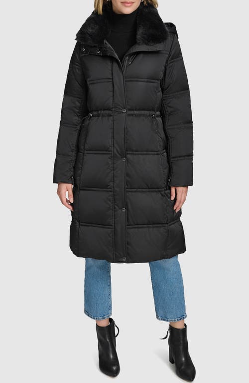 Andrew Marc Emery Faux Fur Trim Down, Feather & Synthetic Fill Puffer Coat in Black 