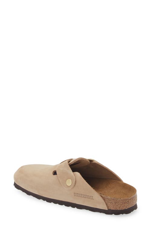 Birkenstock Boston Big Buckle Womens Nubuck Leather Clogs In Sandcastle