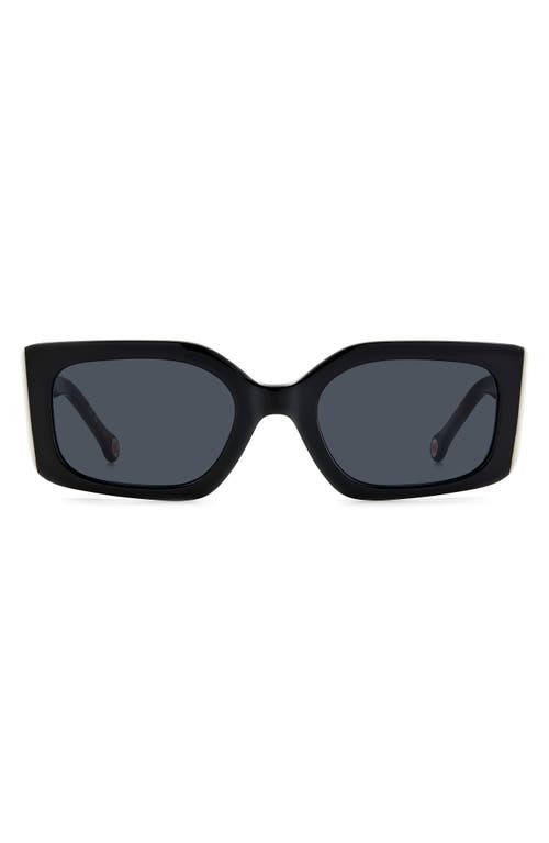 Carolina Herrera 53mm Rectangular Sunglasses in Black White/Grey at Nordstrom