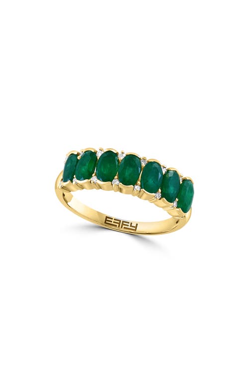 Effy 14k Yellow Gold Emerald & Diamond Ring In Green