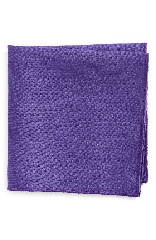 Solid Linen Pocket Square in Purple