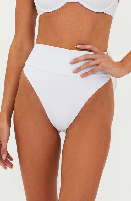 Beach Riot Highway High Waist Bow Bikini Bottoms In White