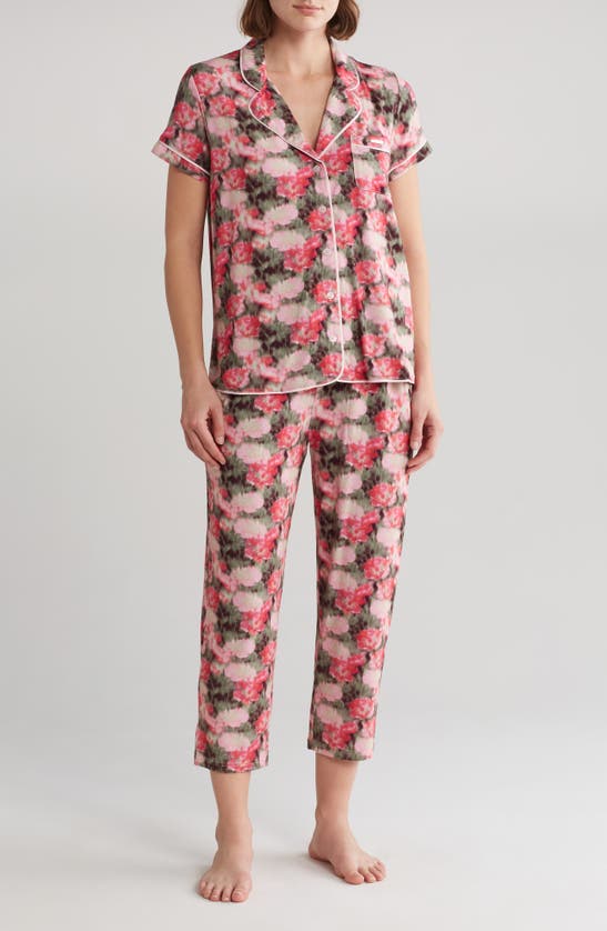 Ted Baker Print Short Sleeve Crop Jersey Pajamas In Blurred Floral