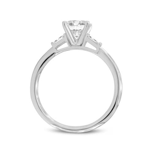 Asany Love Grown Collection 14k White Gold Round Cut Lab Grown Diamond Tapered Baguettes Engagement In 14k White Gold