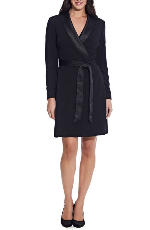 Adrianna Papell Tux Long Sleeve Crepe Faux Wrap Dress at Nordstrom,