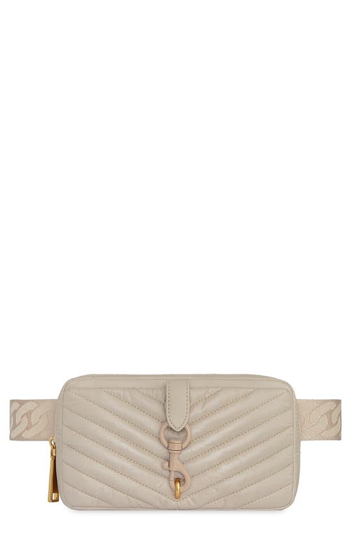 Shop Rebecca Minkoff Edie Quilted Nylon Belt Bag In Stone