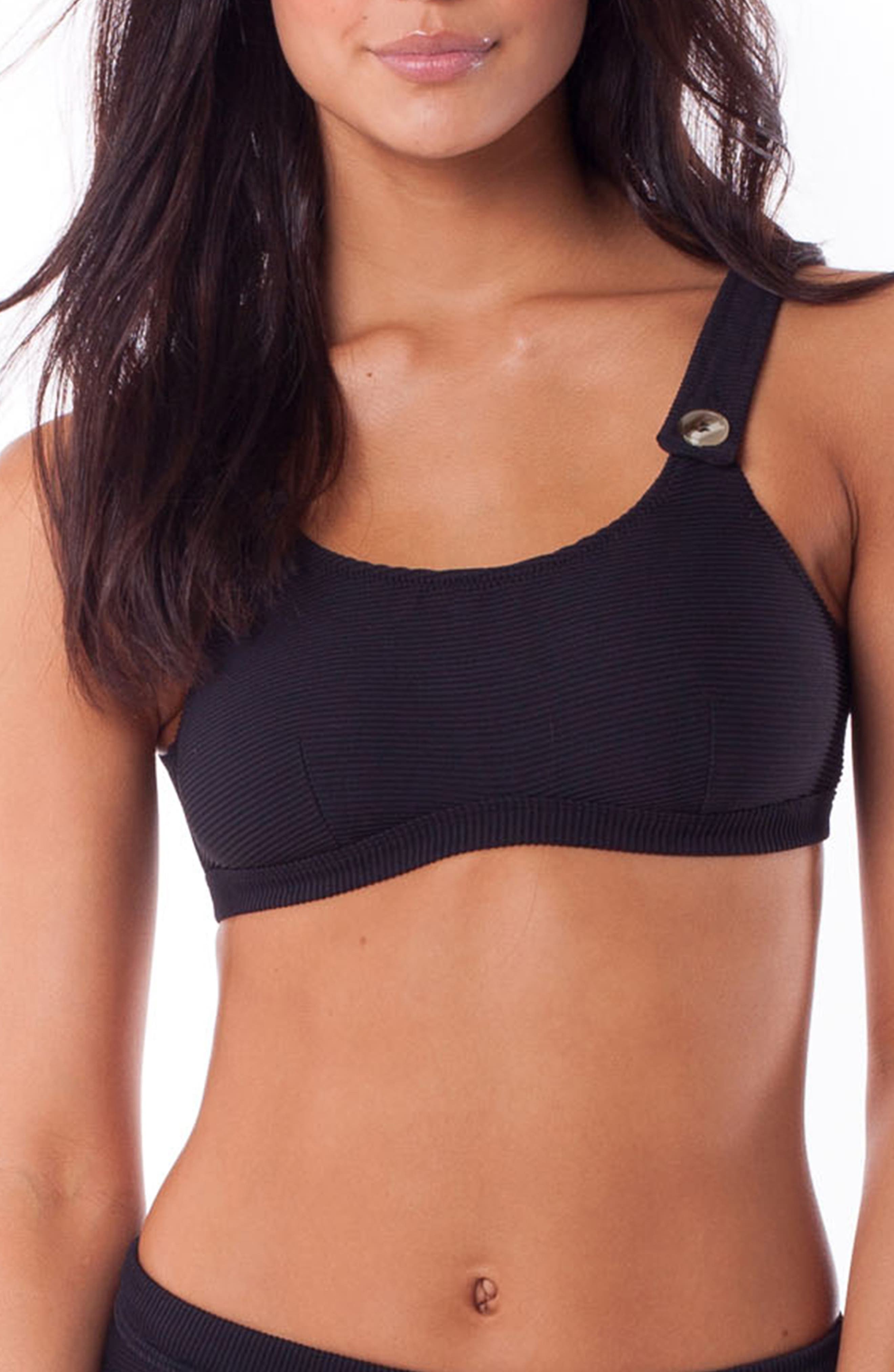 Rhythm Palm Springs Scoopneck Bikini Top, Black