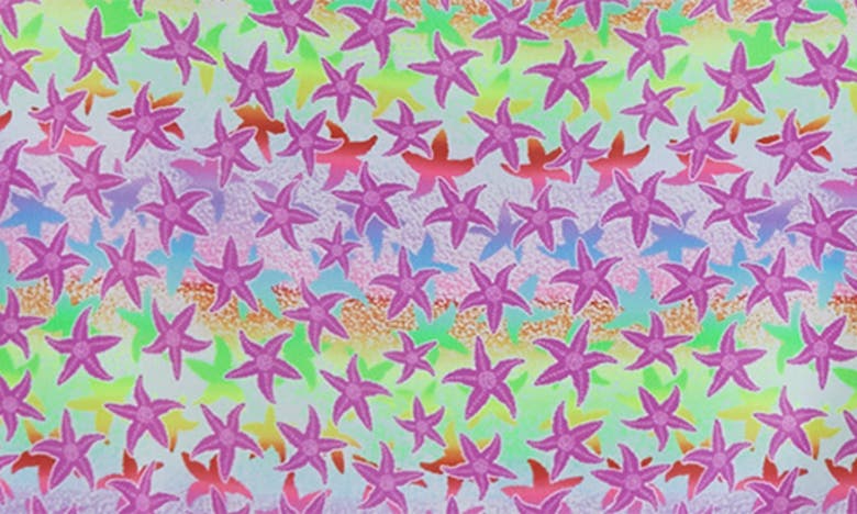 Shop Andy & Evan Kids' Starfish Print Bikini Top & Bottoms In Purple Stars