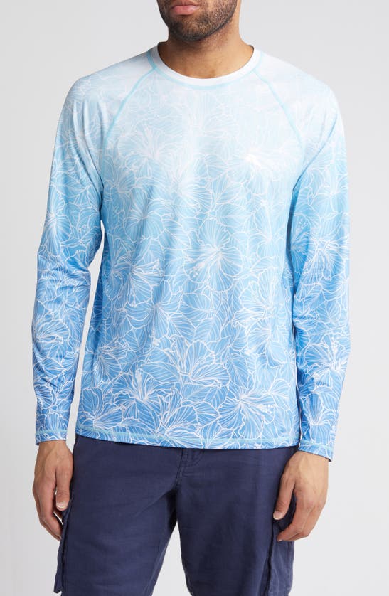 Shop Tommy Bahama High Tide Hibiscus Islandzone® Floral Long Sleeve Rashguard In Campanula