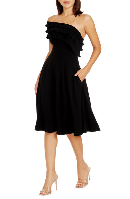 Shop Dress The Population Kristy Ruffle One-shoulder Cocktail Dress In Black