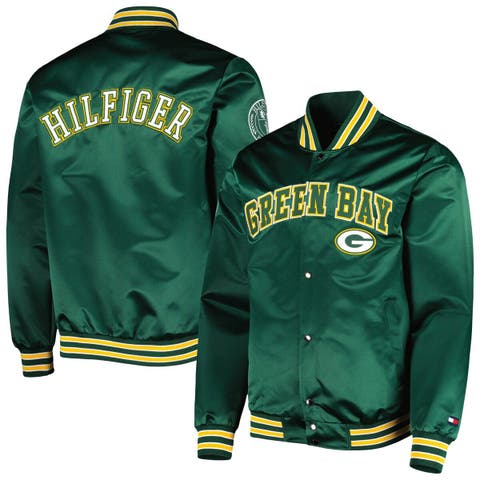 Men's Starter Green Bay Packers Midfield Satin Full-Snap Varsity Jacket