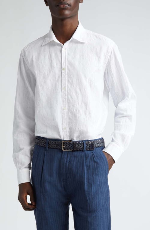 Massimo Alba Genova Regular Fit Jacquard Cotton Button-Up Shirt Bianco at Nordstrom,