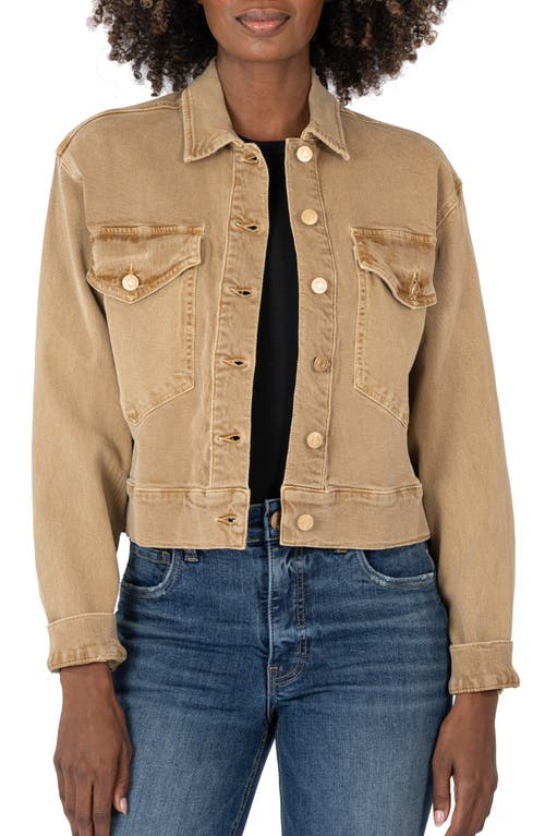 Shop Kut From The Kloth Elle Crop Denim Jacket In Cinnamon