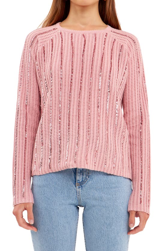 Shop Endless Rose Sequin Detail Sweater In Pink