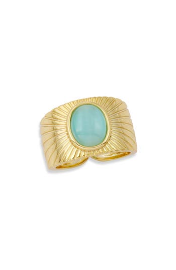 Savvy Cie Jewels Cat's Eye Ring In Yellow Gold