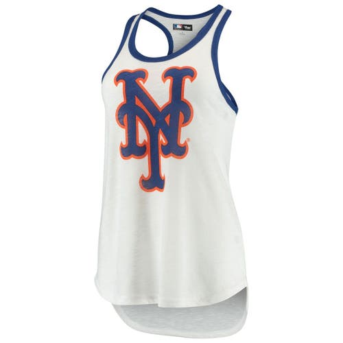 Women's G-III 4Her by Carl Banks White New York Mets Tater Racerback Tank Top