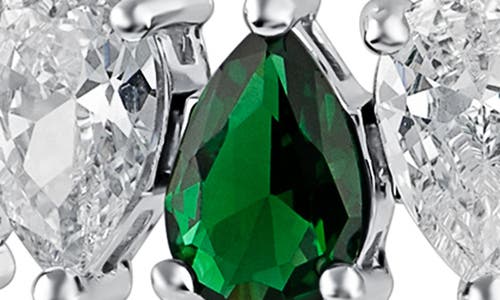 Shop Cz By Kenneth Jay Lane Pear Cz Tennis Bracelet In Emerald/silver