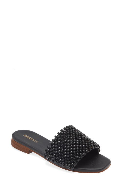 Kaanas Beaded Slide Sandal in Black