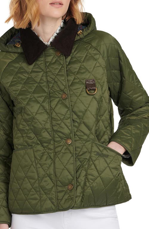 Barbour Tobymory Hooded Quilted Jacket in Olive/Classic