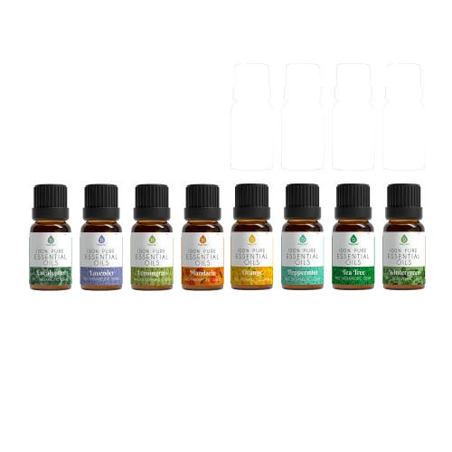 Pursonic 100% Pure Essential Aromatherapy Oils Gift Set-8 Pack, 10ml Eucalyptus, Lavender, Lemongrass, Mandar In Multicolor