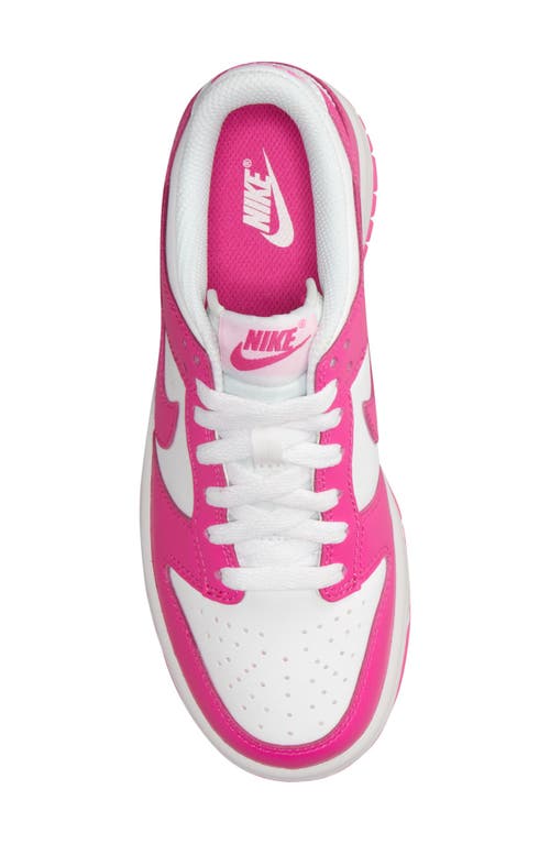 Shop Nike Kids' Dunk Low Basketball Sneaker In White/laser Fuchsia