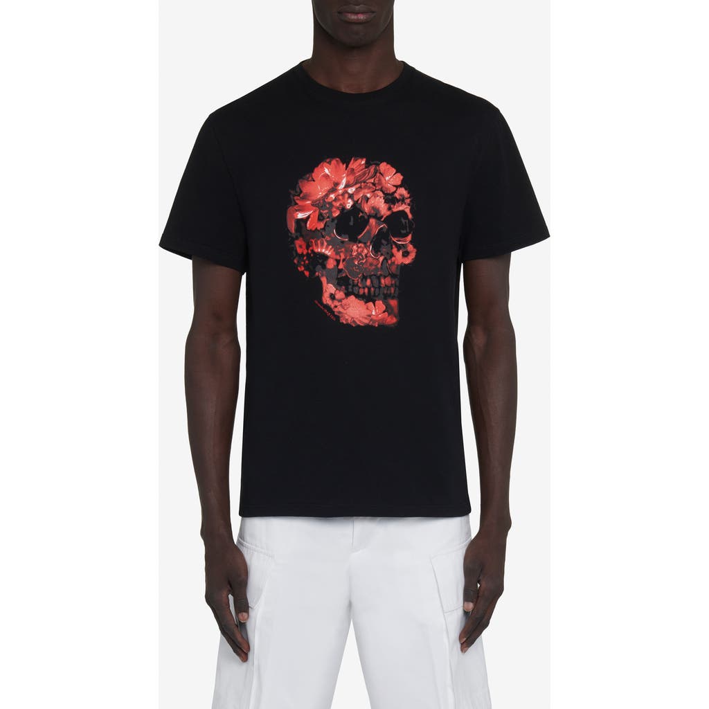 Alexander Mcqueen Skull Graphic T-shirt In Black/red