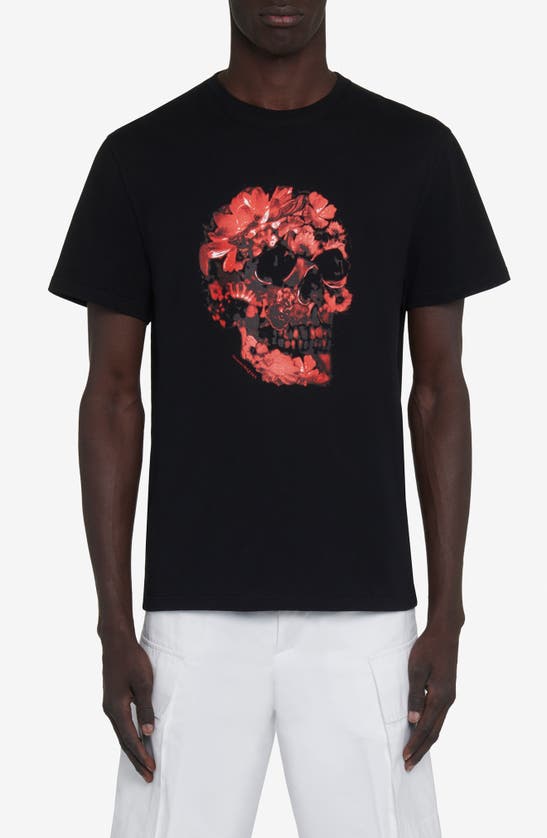 Shop Alexander Mcqueen Skull Graphic T-shirt In Black / Red