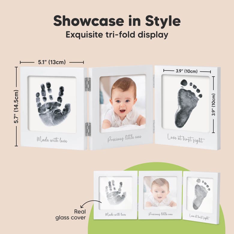 Shop Keababies Fond Clean Touch Inkless Hand And Footprint Frame In White/silver
