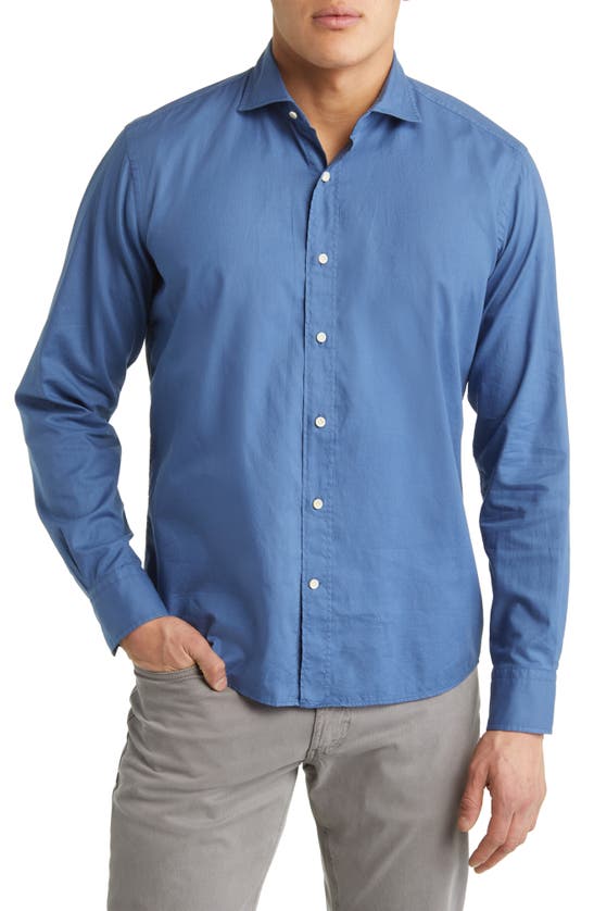 Peter Millar Crown Crafted Sojourn Garment Dye Button-up Shirt In Blue Frost