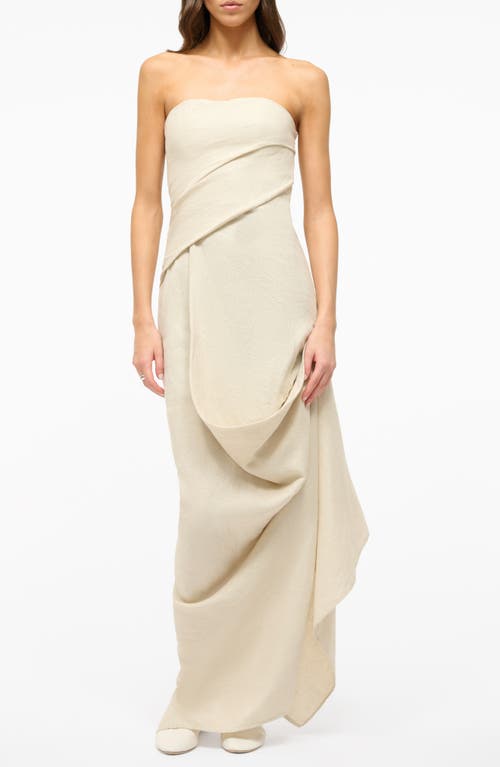 STAUD Strapless Linen Dress Natural at Nordstrom,