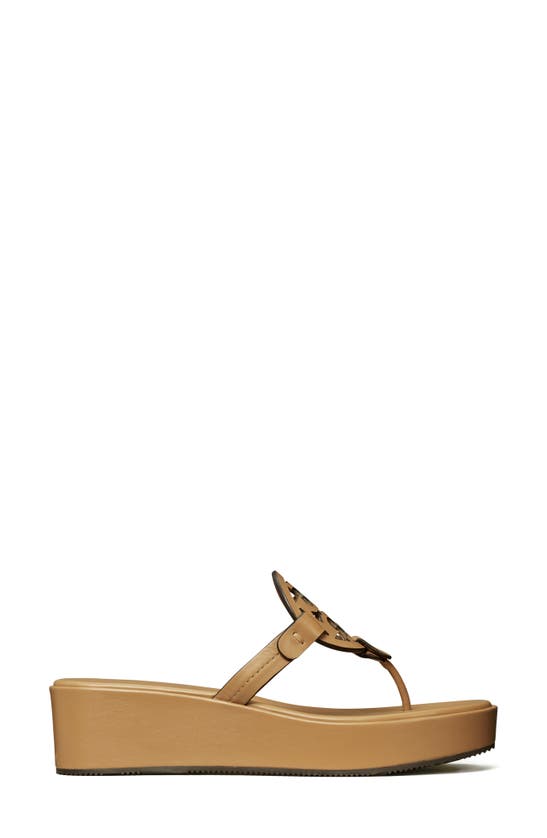 Shop Tory Burch Miller Platform Wedge Thong Sandal In Ginger Shortbread