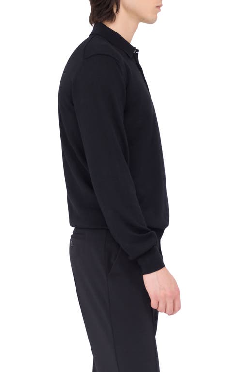 Bugatchi Merino Wool Polo Sweater In Black