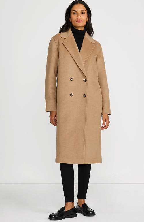 Shop Lands' End Insulated Double Breasted Wool Coat In Honey Beige