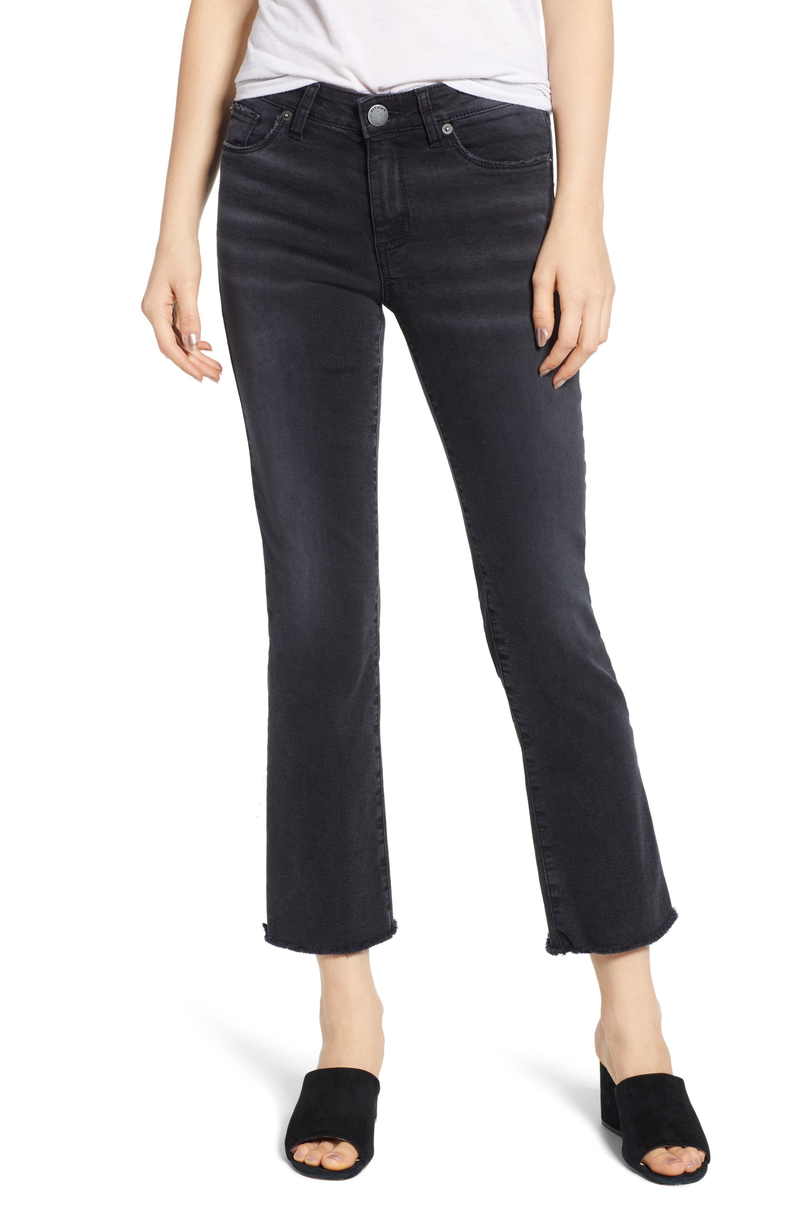 high waisted cropped flare jeans