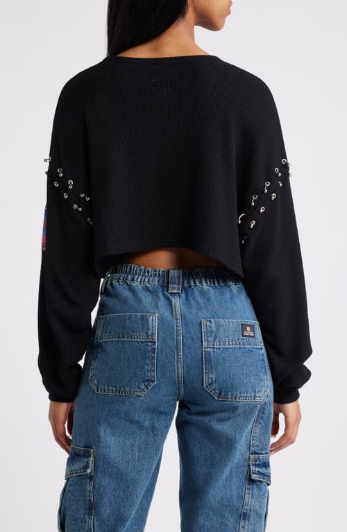 Shop Boys Lie Stitch Me Up Embroidered Logo Crop Top In Black