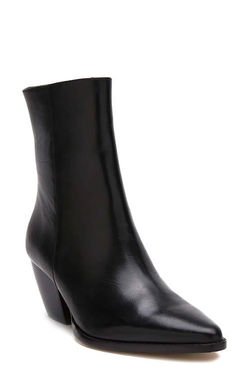 Caty Western Pointed Toe Bootie in Black Smooth