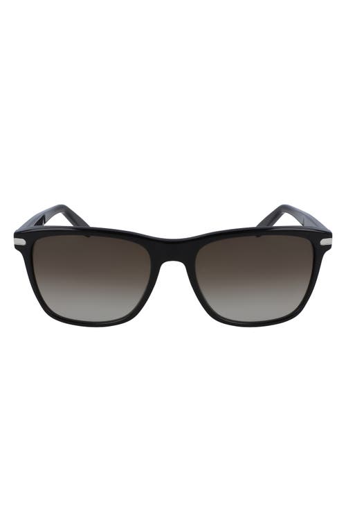 FERRAGAMO 57mm Gradient Rectangle Sunglasses in Black/Brown at Nordstrom