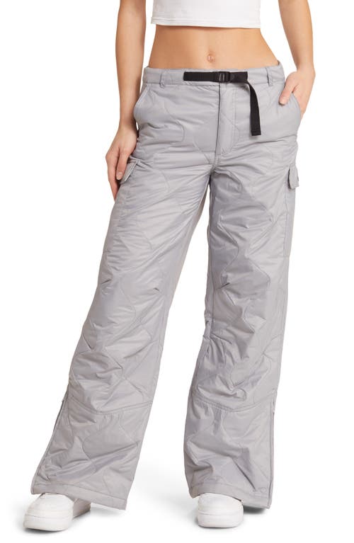 Alpine Slopes Quilted Wide Leg Cargo Pants in Sleet