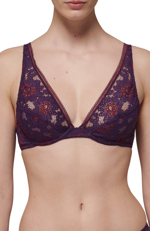 Shop Simone Perele Festive Triangle Underwire Plunge Bra In Euphoria Purple