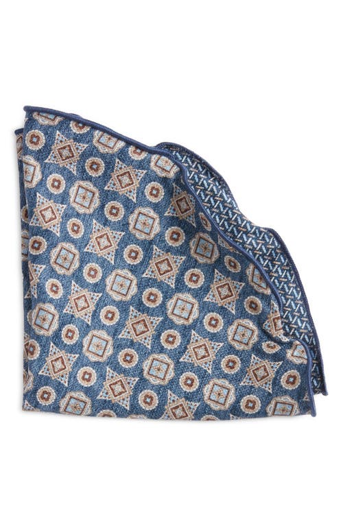 EDWARD ARMAH Foulard Links Reversible Silk Pocket Circle in Denim 