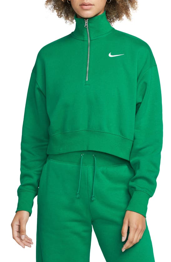 Nike Sportswear Phoenix Fleece Crop Sweatshirt In Malachite/ Sail