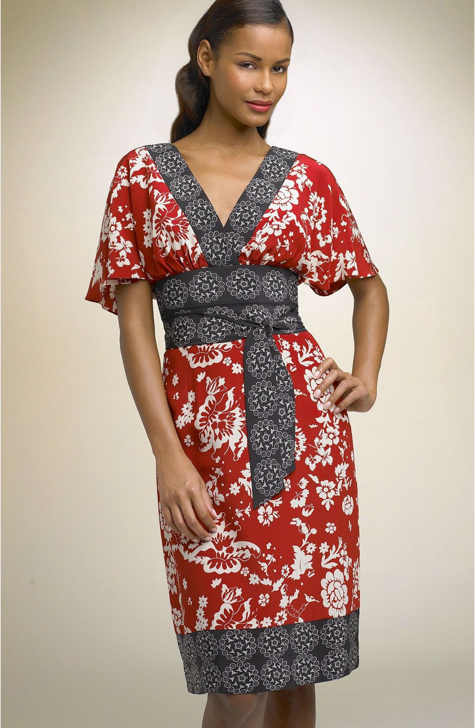 Phoebe Couture Border Trim Silk Kimono Dress Nordstrom