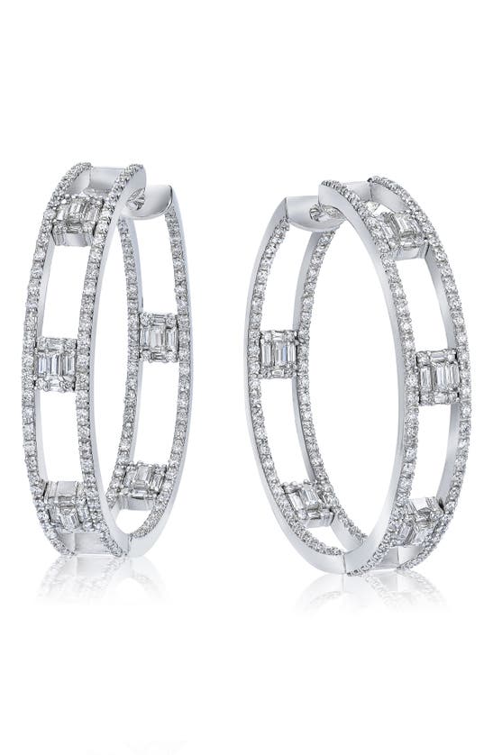 Shop Mindi Mond Clarity Inside Out Diamond Hoop Earrings In White Gold/ Diamond