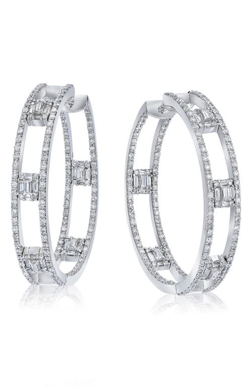 Clarity Inside Out Diamond Hoop Earrings in White Gold/Diamond
