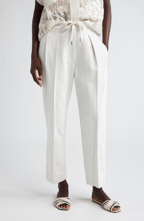 Brunello Cucinelli Women’s Beige Cotton Slim Pants US Size 10 $695 *defect*